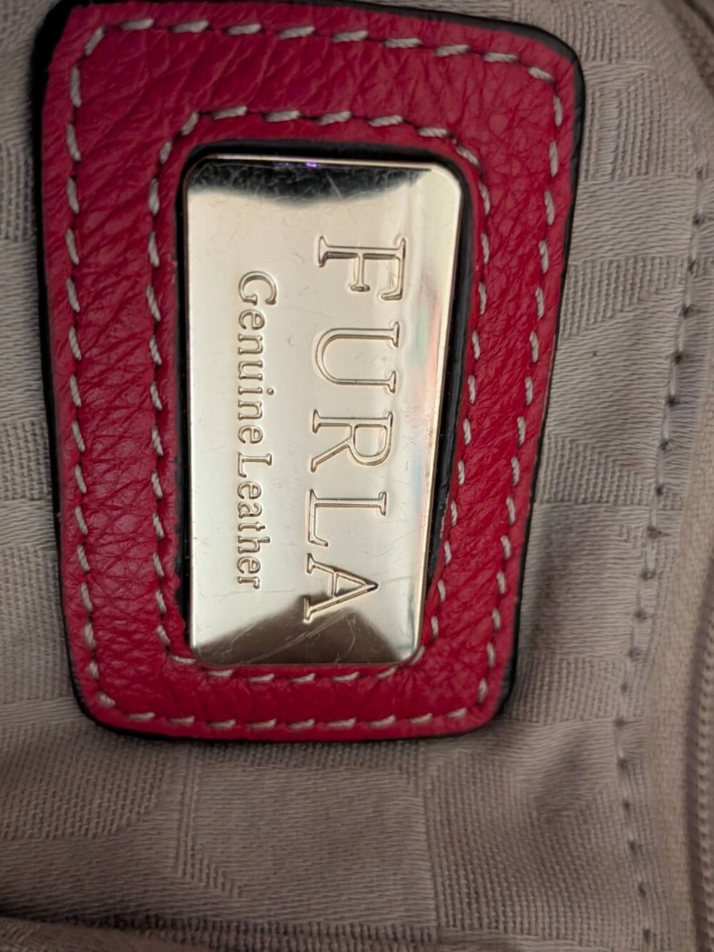 Furla Red Pebbled Leather Shoulder Bag | Authentic Italian Designer Tote - Picture 2 of 6
